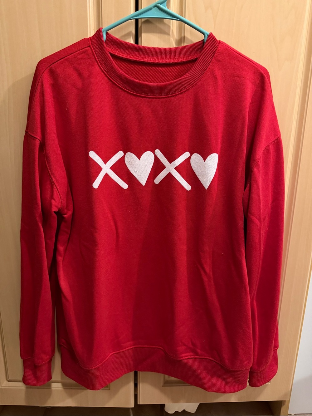 Red Sweatshirt with White Heart XOXO Graphic